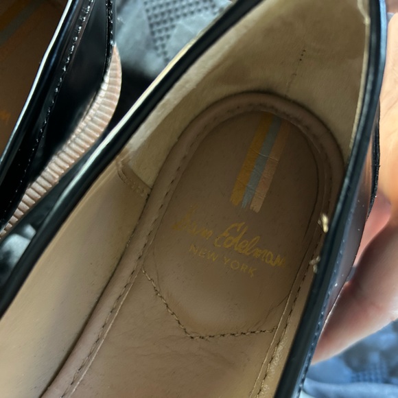 Sam Edelman Laurs platform Black leather Lug Sole Loafers w/Gold Accent Sz 7.5 - Picture 7 of 11